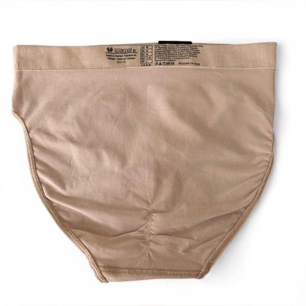NWT Wacoal 834175 "B-Smooth" Seamless Hi-Cut Brief Panty, Beige M. - Picture 6 of 10